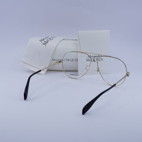 Alexander McQueen AM0260O 001 Eyeglasses Gold 61mm Aviator Frame - Picture 10 of 10